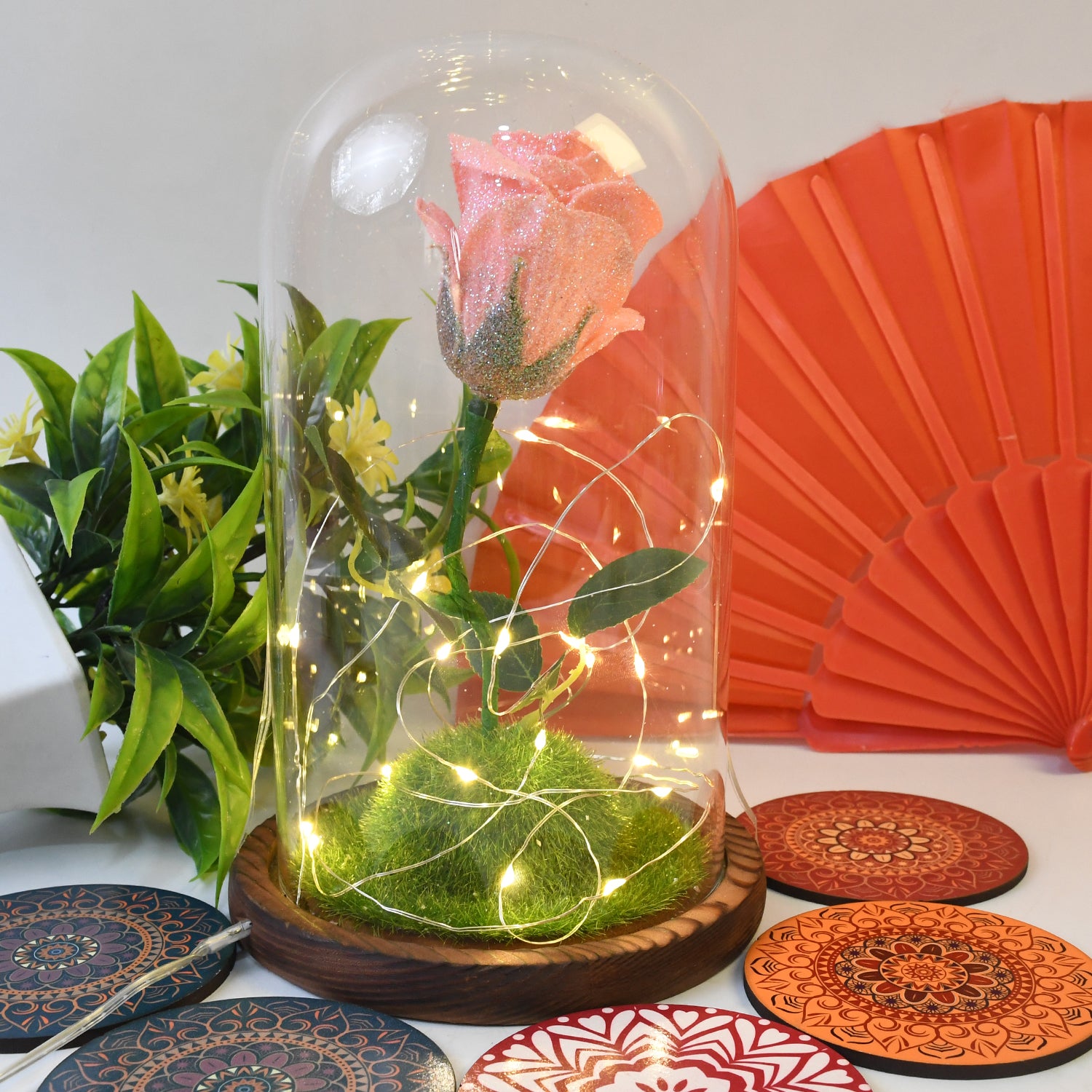 Glass Flower With Led Light Great Gift (1 Set) Glass Flower With Led Light Great Gift (1 Set)